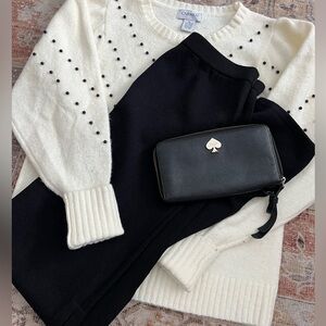 St. John Evening Black Santana Knit Long slit skirt